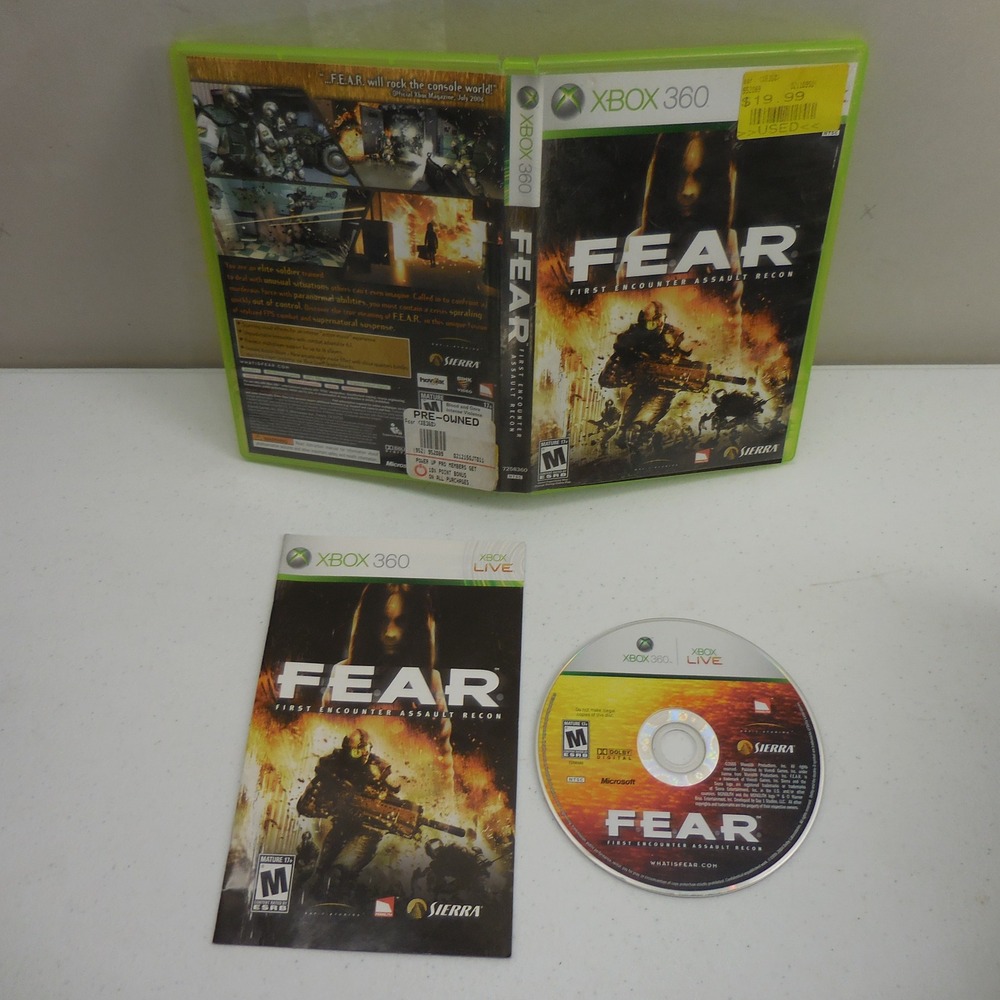 FEAR First Encounter Assault Recon Xbox 360 CIB Horror FPS Sierra Vivendi Games